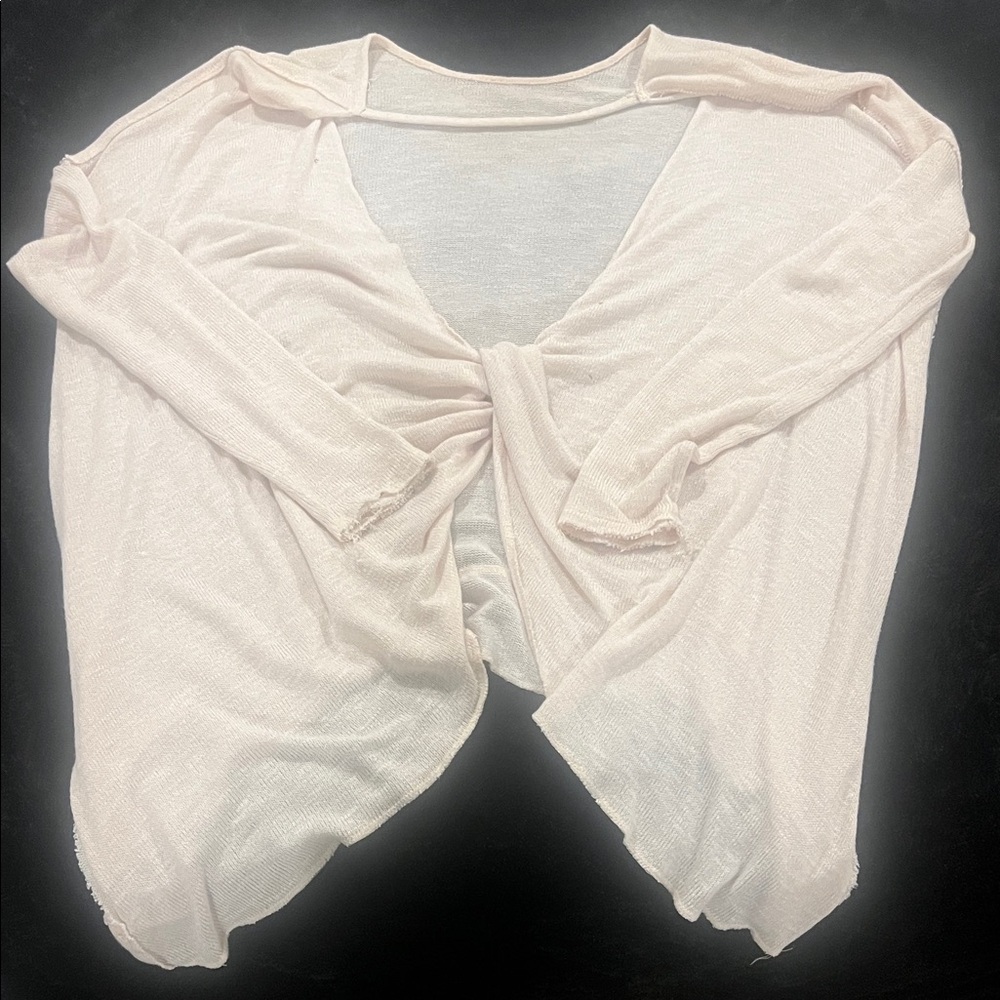 Free People Light Pink Open Twist Back Sweater